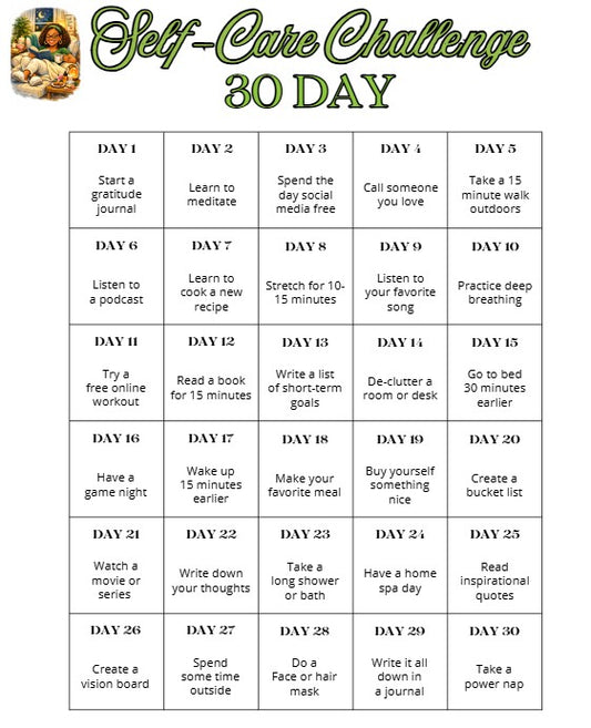 Scrub Me Clean's 30 Days Self Care Bingo
